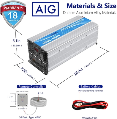 Инвертор 1.5Amps волны синуса Giandel 4000W 24V чистый с 4 выходами AC