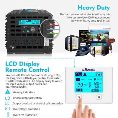 Инвертор энергии волн синуса Giandel 4000W инвертора DC24V гибридный солнечный сверхмощный чистый