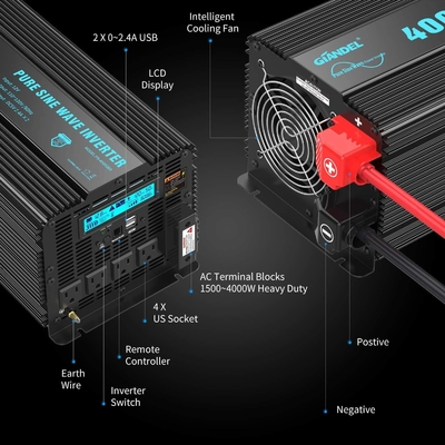 Инвертор энергии волн синуса Giandel 4000W инвертора DC24V гибридный солнечный сверхмощный чистый